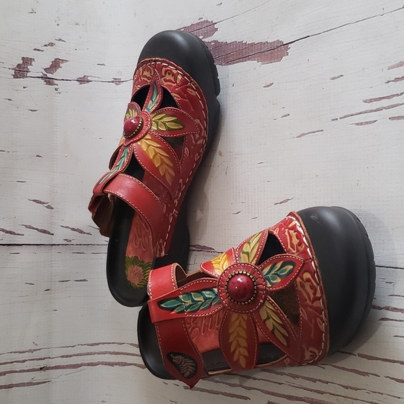 Elite by Corkys Shoes Elite By Corkys Red Mules Flats Embosed